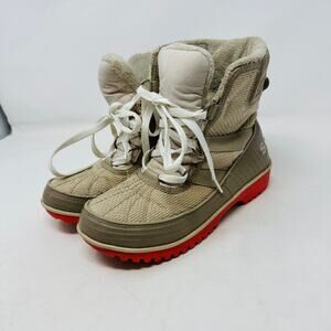 Sorel Tan Tivoli II Winter Snow Boots Pink Bottoms Size US Womens 6.5